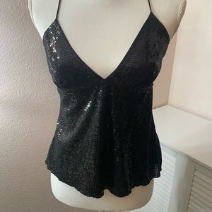Diane von Furstenberg black sequin racer back top size 4